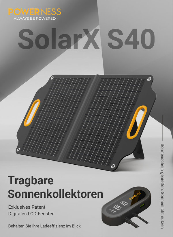 Powerness Solarmodul 40W tragbar aufklappbar SolarX SX40