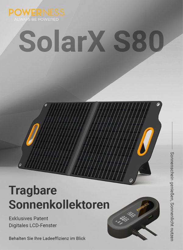 Powerness Solarmodul 80W tragbar aufklappbar SolarX SX80