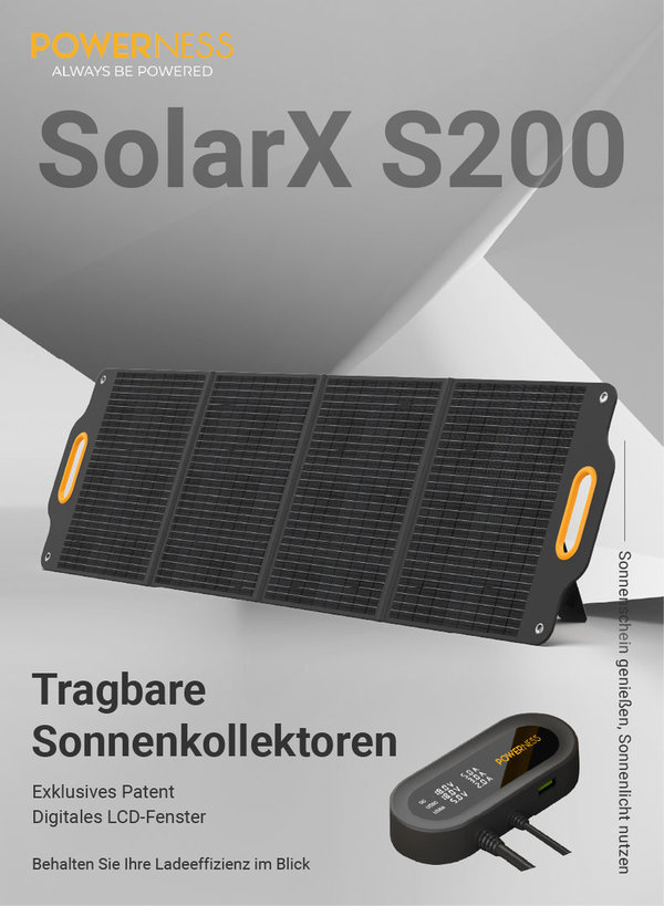 Powerness Solarmodul 200W tragbar aufklappbar SolarX SX200
